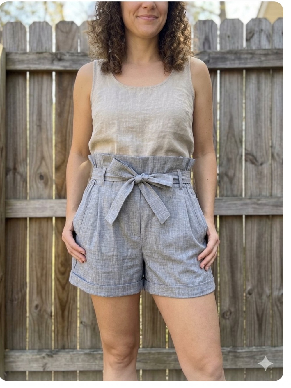 👗Charlotte Russe High-Waist Tie-Belt Women's Shorts - Gray